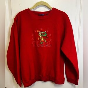 Vintage Disney Tigger Red Fleece Sweatshirt | L–XL (Based on Meas.)